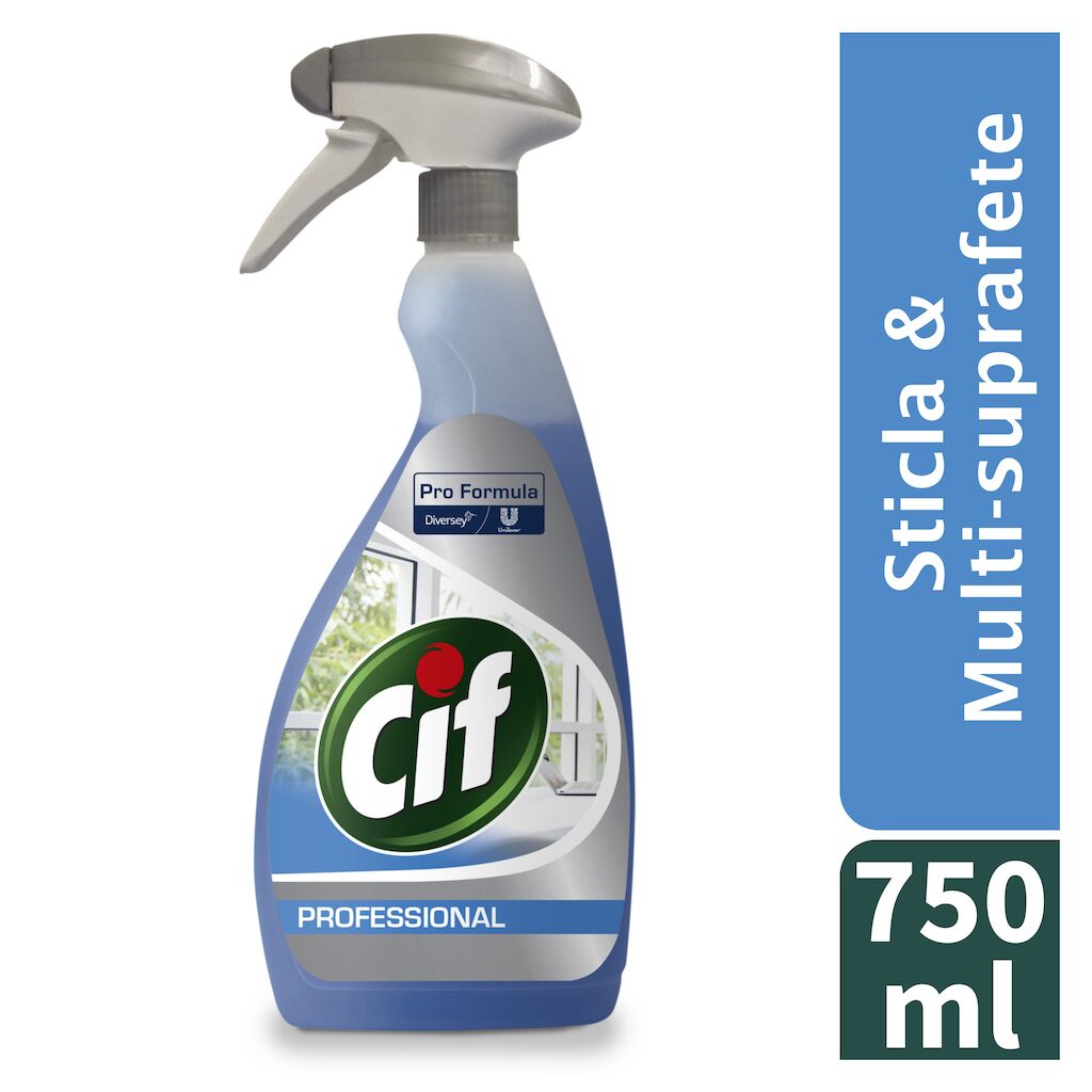 Cif Professional Sticlă & Multi-Suprafețe 6x0.75L - Cif Pro Formula Geamuri & Suprafețe